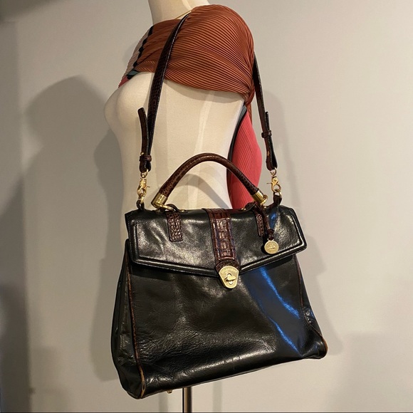 Brahmin leather satchel with croco trim - Picture 2 of 9